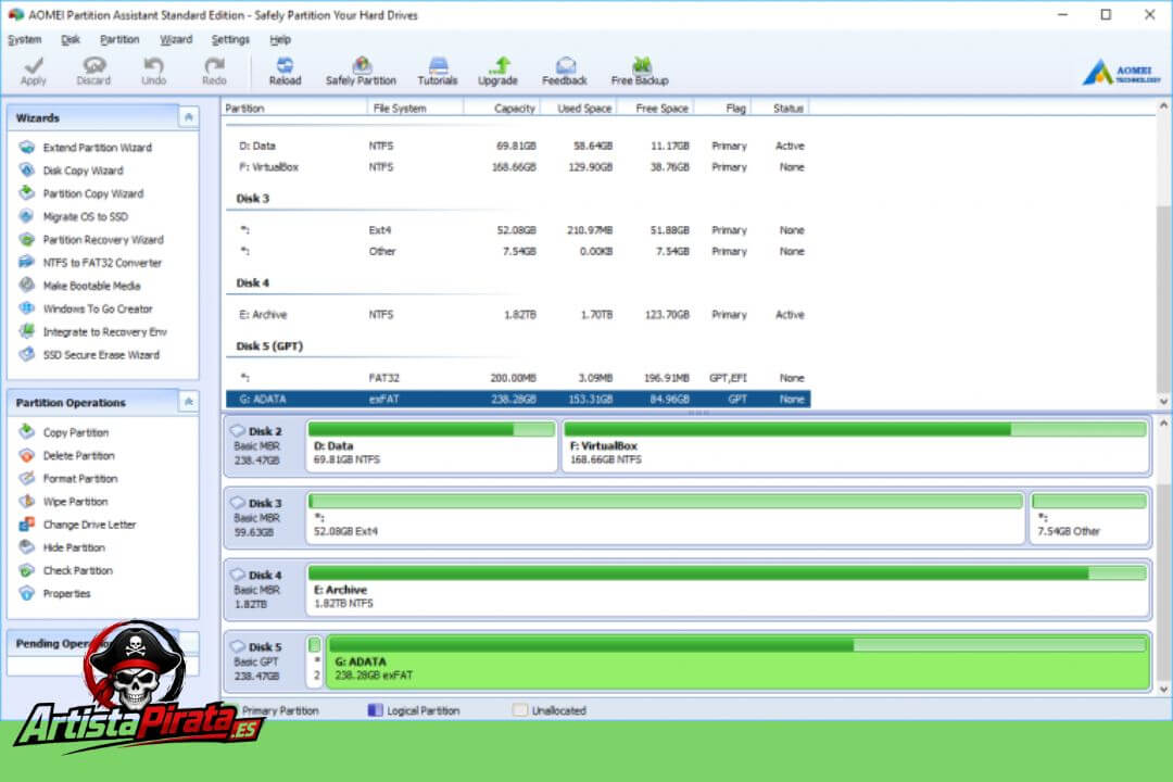 Aomei Partition Assistant Full V10.10.1 Descargar En Español 2026 screenshot