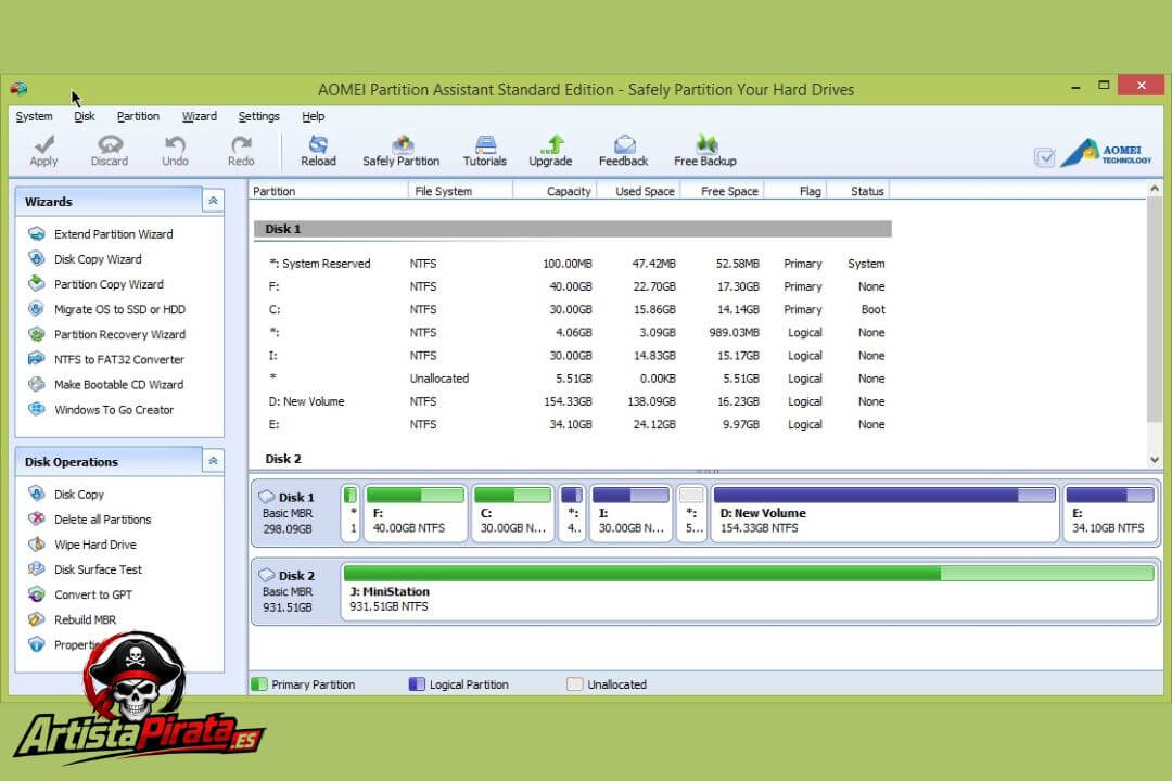 Aomei Partition Assistant Full V10.10.1 Descargar En Español 2026 screenshot