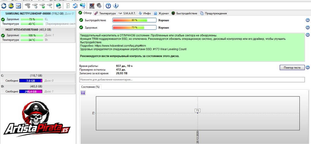 Hard Disk Sentinel Pro Full V6.40 Descargar Gratis Español screenshot